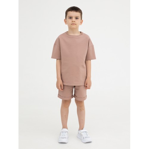 75-60 ФТ Костюм однотонный (футболка+шорты), бежевый. 75-60 ФТ Костюм однотонный (футболка+шорты), бежевый.